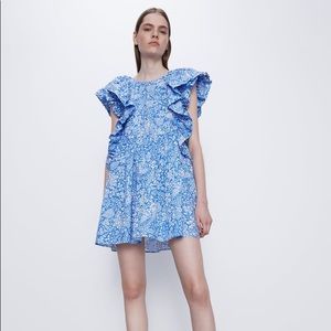 Zara Print Ruffle mini dress